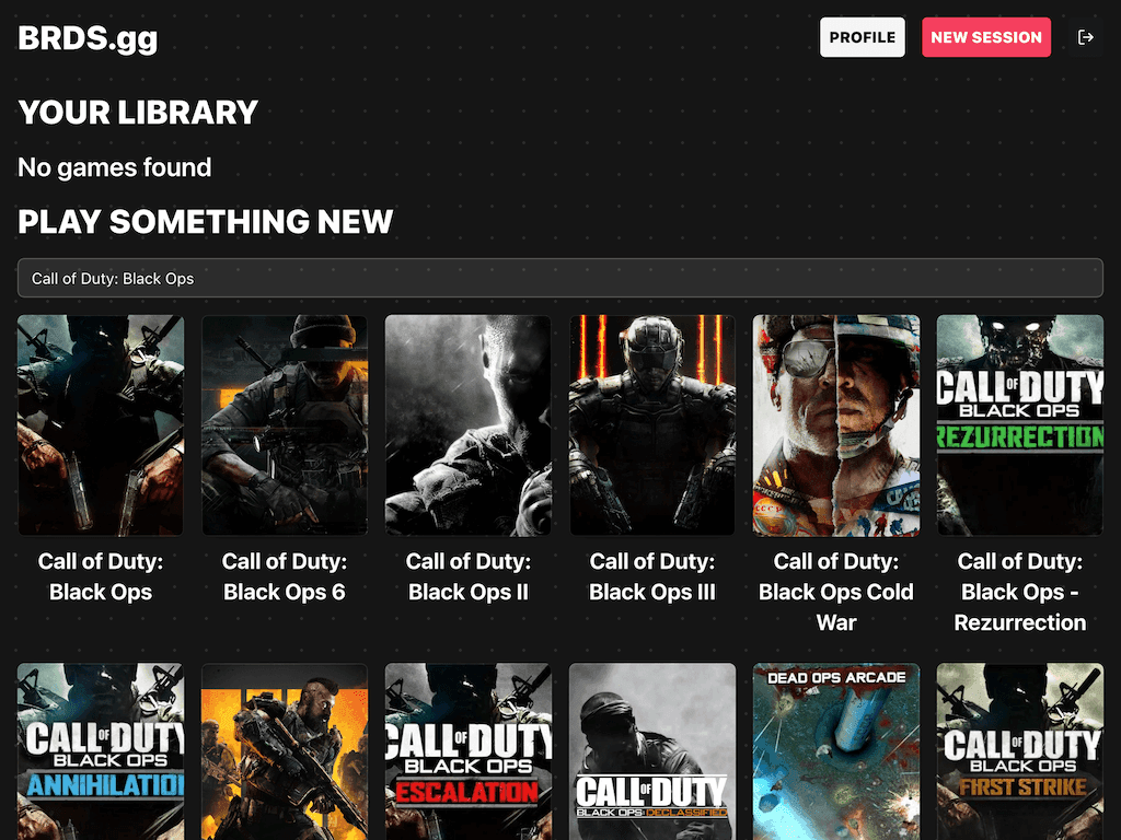 Game library screenshot