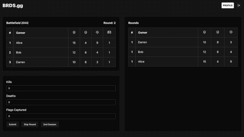 Real-time tracking screenshot